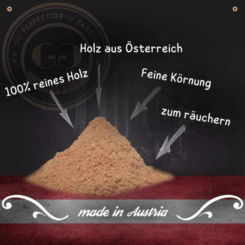 Räuchermehl-Set je 5,5L - in Wiederverschliessbaren-Eimer - Buche, Erle und Kirsche