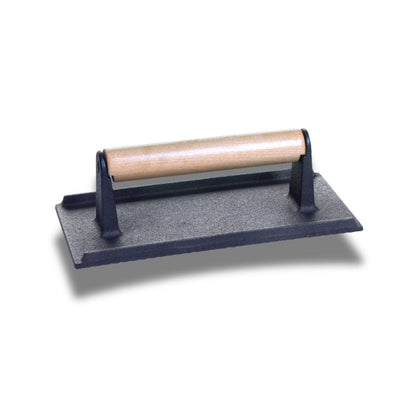 Burgerpresse aus Gusseisen mit Holzgriff – 21 cm